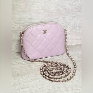 SOLD ❤️24S CHANEL Zip Clutch with Chain Caviar Light Purple Gold CC Mini SLG Bag